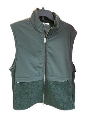 COS Contrast-Panel Gilet Vest in Dark Green Sz M Full Zip Jacket Sleeveless